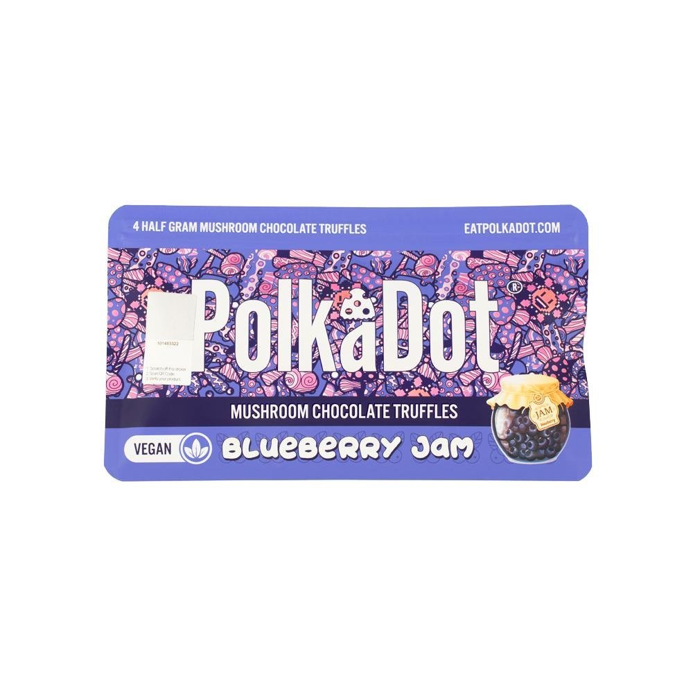 Trufas de compota de mirtilo Polkadot